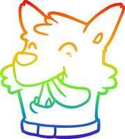 desenho de linha de gradiente de arco-íris desenho de cara de cachorro feliz vetor