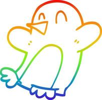 desenho de linha de gradiente de arco-íris desenho animado pinguim dançando vetor