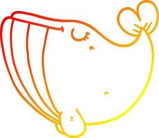 baleia de desenho animado de desenho de linha de gradiente quente vetor