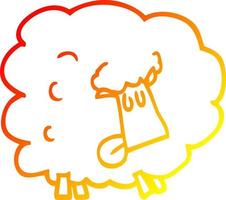 desenho de linha de gradiente quente desenho animado ovelha engraçada vetor