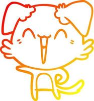 desenho de linha de gradiente quente desenho animado de cachorro apontando feliz vetor