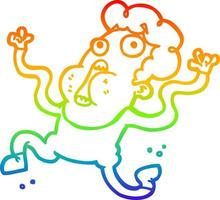 desenho de linha de gradiente de arco-íris desenho animado homem aterrorizado vetor