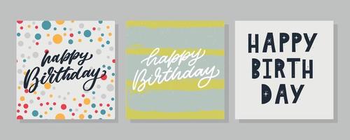 feliz aniversário letras banner de texto, cor preta. ilustração vetorial. vetor