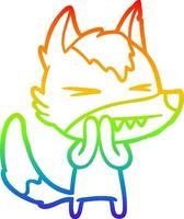 desenho de linha de gradiente de arco-íris desenho de lobo bravo vetor