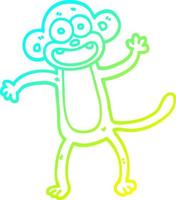 desenho de linha de gradiente frio desenho animado macaco louco vetor