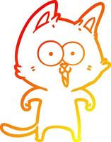 linha de gradiente quente desenhando gato de desenho animado engraçado vetor
