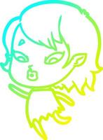 linha de gradiente frio desenhando uma linda garota vampira de desenho animado vetor