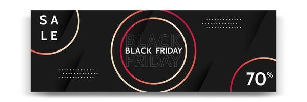 banner de venda de sexta-feira negra horizontal geométrica moderna mínima na cor preta, branca e vermelha. vetor