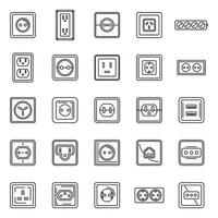 conjunto de ícones de soquete de energia elétrica, estilo de estrutura de tópicos vetor