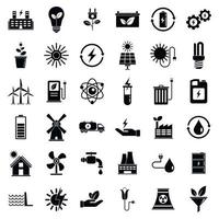 conjunto de ícones de energia limpa, estilo simples vetor