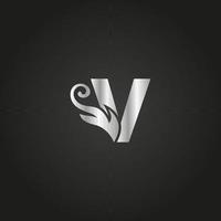 logotipo de letra v de luxo prateado. v logotipo com arquivo vetorial de estilo gracioso. vetor