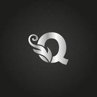 logotipo de letra q de luxo prateado. q logotipo com arquivo vetorial de estilo gracioso.