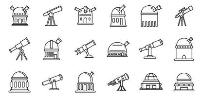 conjunto de ícones de astronomia do planetário, estilo de estrutura de tópicos vetor