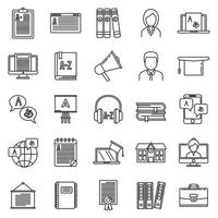 conjunto de ícones modernos de professores de língua estrangeira, estilo de estrutura de tópicos vetor