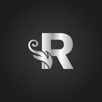 logotipo da letra r de luxo prateado. r logotipo com arquivo vetorial de estilo gracioso. vetor