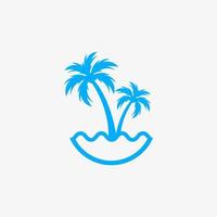 logotipo de palmeira com arquivo livre de vetor de praia do mar.