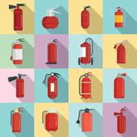 conjunto de ícones de extintor de incêndio, estilo simples vetor