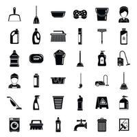 conjunto de ícones de serviços de limpeza doméstica, estilo simples vetor