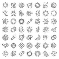 conjunto de ícones de bactérias, estilo de contorno vetor