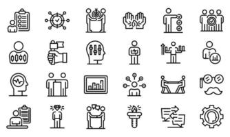 conjunto de ícones de traços pessoais, estilo de estrutura de tópicos vetor
