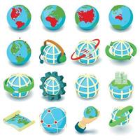 conjunto de ícones de globalização, estilo cartoon