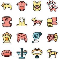 conjunto de ícones de roupas de cachorro vetor plano