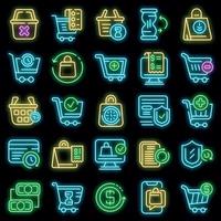 conjunto de ícones de histórico de compras vector neon