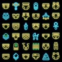 conjunto de ícones de fraldas vetor neon