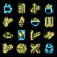conjunto de ícones de canela vetor neon
