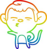 desenho de linha de gradiente de arco-íris desenho de macaco suspeito vetor