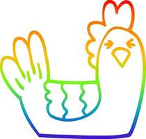 desenho de linha de gradiente de arco-íris desenho de galinha empoleirada vetor