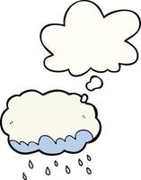 nuvem de chuva dos desenhos animados e balão de pensamento vetor