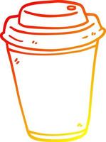 xícara de café para viagem de desenho de linha de gradiente quente vetor