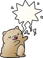 urso de desenho animado cantando uma música e bolha de fala no estilo de gradiente suave vetor