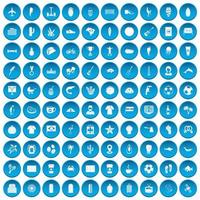 100 ícones da américa do sul conjunto azul vetor