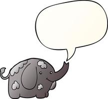 elefante de desenho animado e bolha de fala em estilo gradiente suave vetor