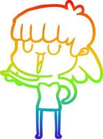mulher de desenho animado de desenho de linha de gradiente de arco-íris vetor