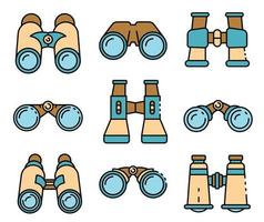 conjunto de ícones de binóculos plano de vetor