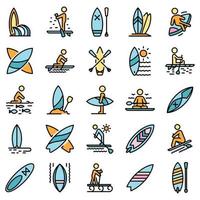 conjunto de ícones de surf de sup vetor