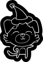 ícone de desenho animado de um cachorro apontando usando chapéu de papai noel vetor