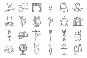 conjunto de ícones de balé de teatro, estilo de estrutura de tópicos
