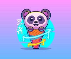 ilustração de um mascote panda dentro de um cone. vetor de ícone, estilo cartoon plana.