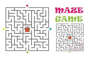 labirinto quadrado labirinto jogo para crianças. enigma lógico. quatro entradas e um caminho certo. ilustração em vetor plana isolada no fundo branco.