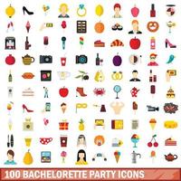 Conjunto de 100 ícones de despedida de solteira, estilo simples vetor
