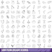 conjunto de 100 ícones de licença, estilo de contorno vetor