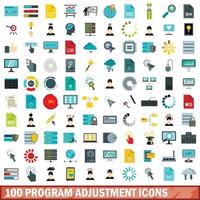 conjunto de 100 ícones de ajuste de programa, estilo simples vetor