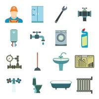 ícones planos de engenharia sanitária vetor
