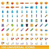 conjunto de 100 ícones universais, estilo cartoon vetor