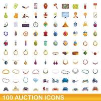 conjunto de 100 ícones de leilão, estilo cartoon vetor