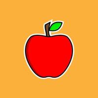 ilustração vetorial. maçã vermelha com caule e folha. comida vegetariana saudável. vetor